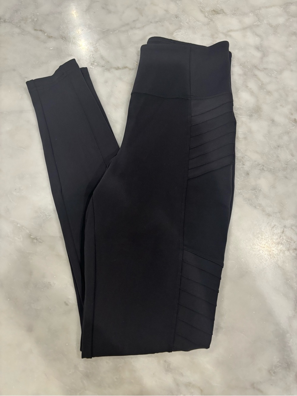 Athleta XS Black Moto Tight High-Rise Leggings with Paneled Detailing